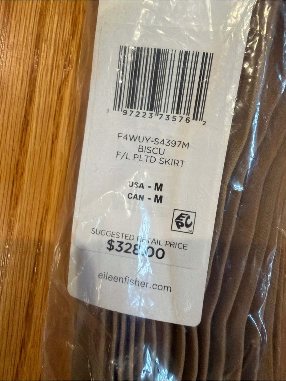 Eileen Fisher Tan Pleated Skirt Size Medium NWT Retail $328 - Picture 3 of 3